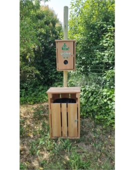 BORNE + CORBEILLE DISTRI-LIASSE VEGETAL BOIS