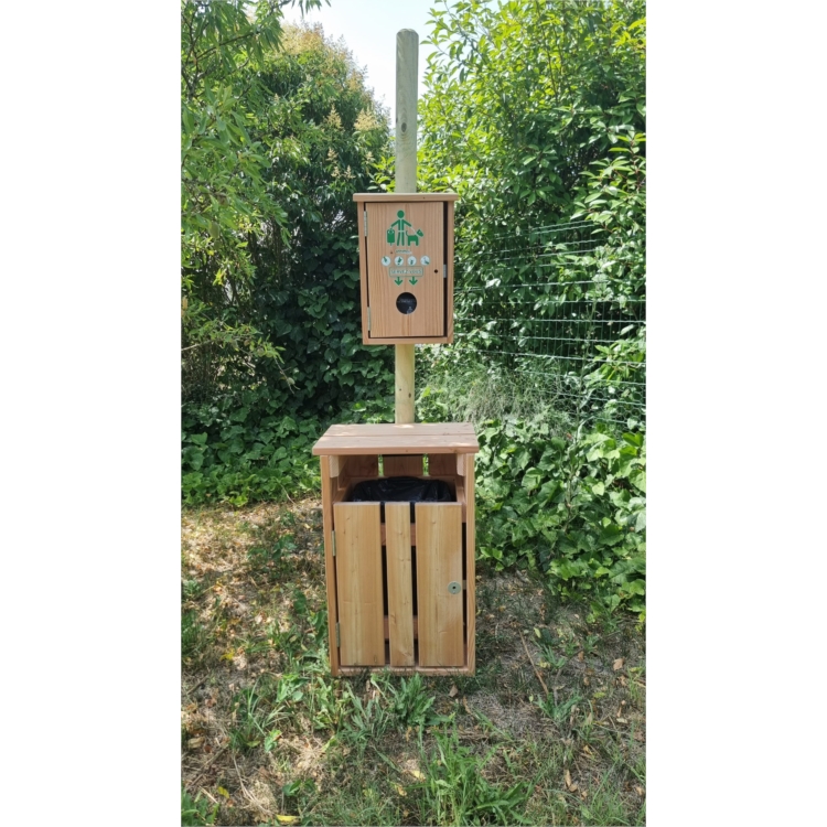 BORNE + CORBEILLE DISTRI-LIASSE VEGETAL BOIS