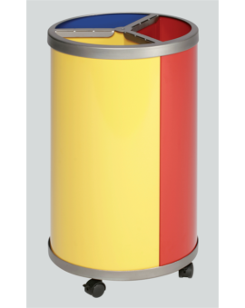 CORBEILLE TRICOLORE (3X30L) INOX POLI SANS TOIT