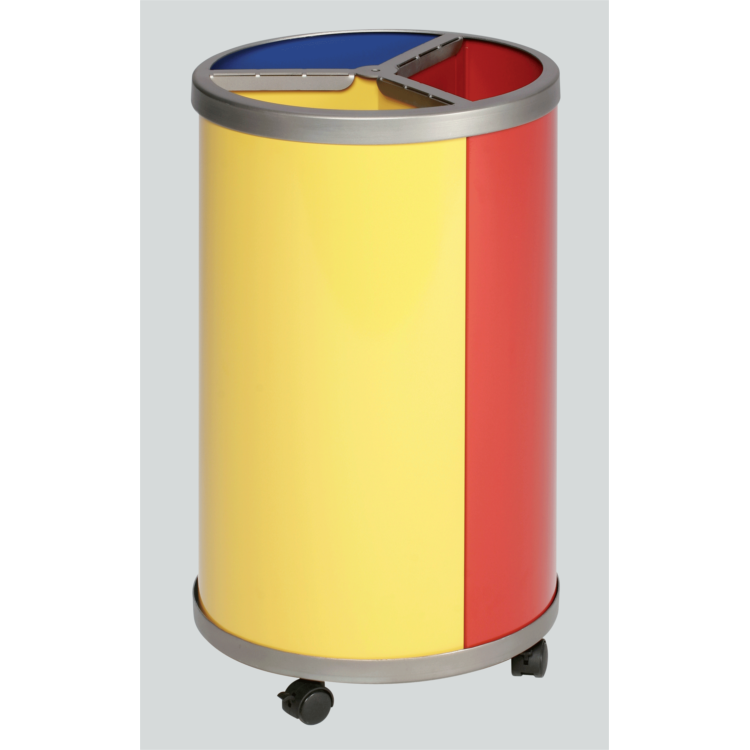 CORBEILLE TRICOLORE (3X30L) INOX POLI SANS TOIT CORBEILLE TRICOLORE (3X30L) INOX POLI SANS TOIT