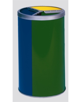 CORBEILLE TRICOLORE (3X30L) INOX POLI SANS TOIT