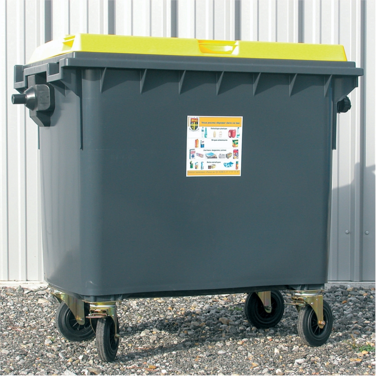 BAC ROULANT F - 4 ROUES 660 L RAL 7021 - GRIS RAL 7021 - GRIS