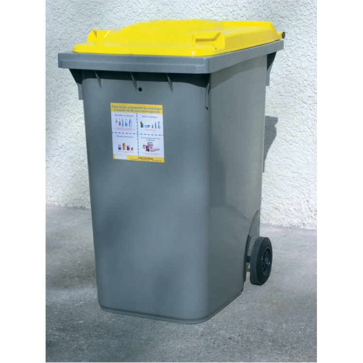 BAC ROULANT E - 2 ROUES 360 L RAL 7021 - GRIS RAL 7021 - GRIS