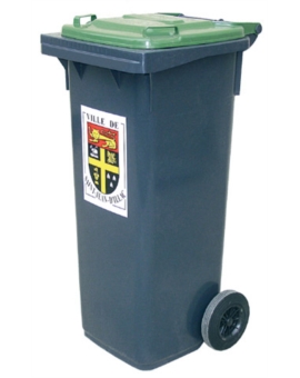 BAC ROULANT C - 2 ROUES 140 L RAL 7021 - GRIS RAL 7021 - GRIS