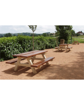 TABLE PIQUE NIQUE ERIS - BETON ASPECT BOIS MARRON 1,5M