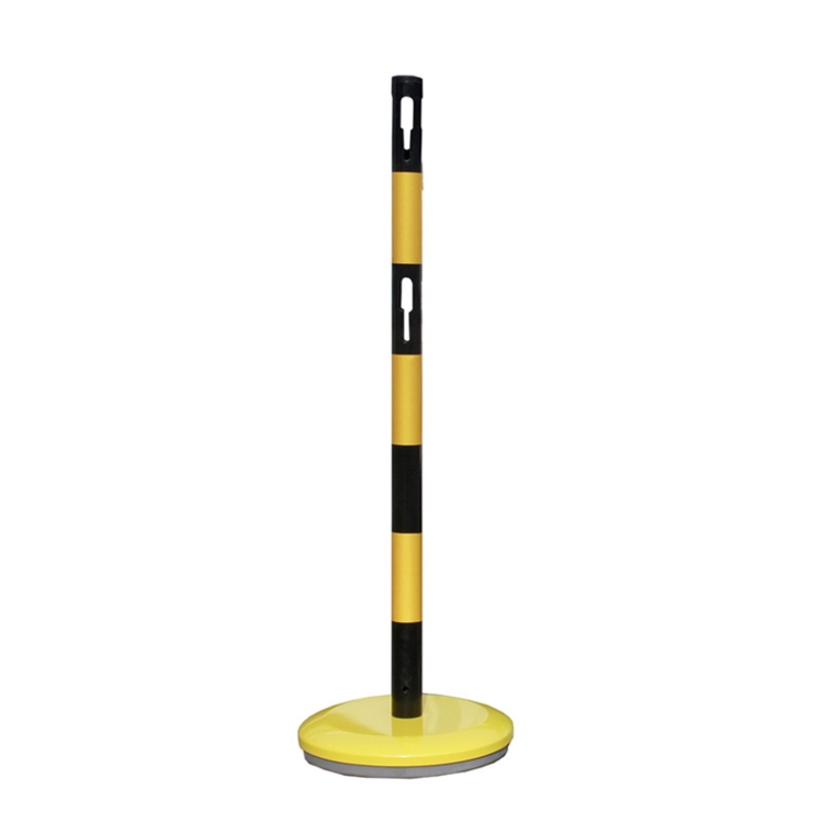 POTEAU DE CHANTIER ACIER A SCELLER JAUNE ET NOIR