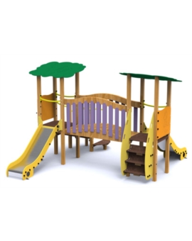 JEU MULTIPLE DRAGON - TOBOGGANS INOX ET HPL (1 À 6 ANS) A SCELLER