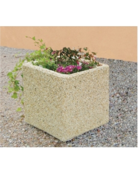 JARDINIERE BETON ANEMONE CARRÉE L.500XL.500XH.500MM OCRE SABLE