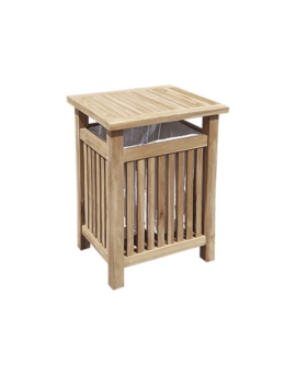 CORBEILLE TECK MADERE AVEC COUVERCLE - 60 LITRES