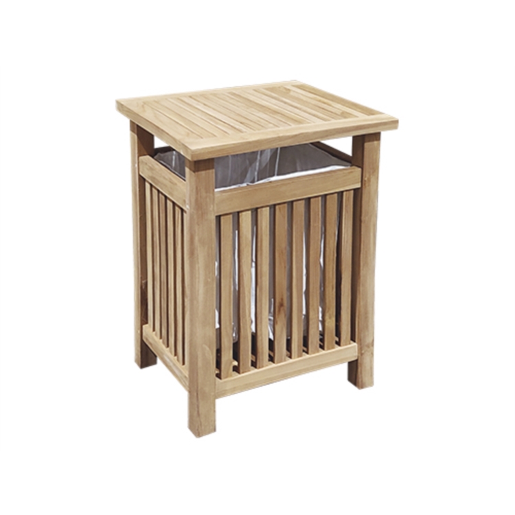 CORBEILLE TECK MADERE AVEC COUVERCLE - 60 LITRES
