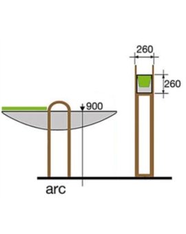 JARDINIERE ELIPSO + CONTRE BAC L. 1280MM ANTHRA.-G932