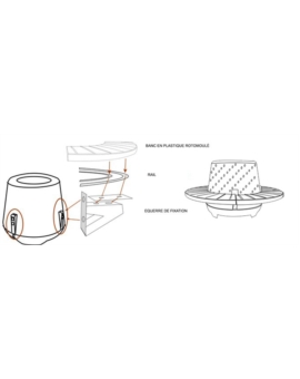 KIT BANC + FIXATION POUR BLOC BETON KOSTO ANTHRA.-G932