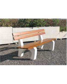 BANC MILLAU BETON BLANC + LAMES BOIS A SCELLER