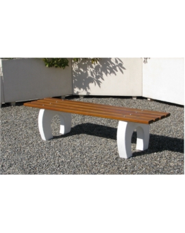 BANQUETTE MILLAU BETON BLANC + LAMES BOIS A SCELLER