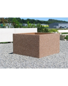JARDINIERE CARREE BETON 420 X H.830MM CREPI TON SABLE