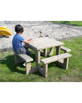 TABLE CARREE RECYCLÉE FRIPOUILLE MATERNELLE GRIS