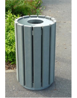 CORBEILLE RECYCLEE ESCAPE RONDE 90L + PORTE SAC + COUVERCLE GRIS