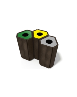 CORBEILLE RECYCLEE TRIANGLE - 100L AVEC TRAPPE GRIS