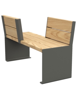 BANC FACE A FACE CUB ACIER/BOIS CHENE CLAIR GRIS PROCITY
