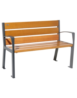 BANC SILAOS ACIER/BOIS-SS ACCOUDOIRS L1200MM CHENE CLAIR GRIS PROCITY