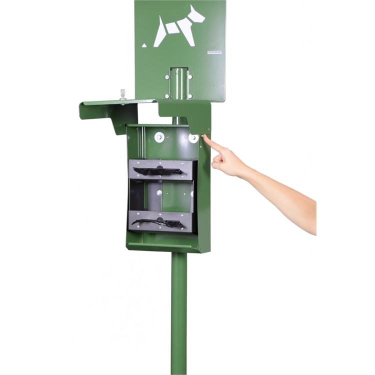 DISTRIBUTEUR SACS CANINS MURAL LIASSES RAL 6005-V.MOUSS