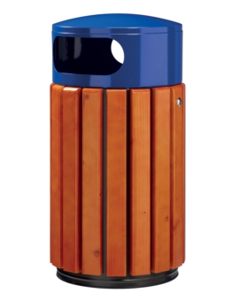 CORBEILLE LAOS BOIS/ACIER 40L RAL 5002 BLEU OUTREMER