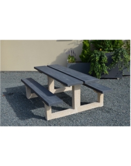 TABLE PIQUE NIQUE BETON JUNON 1,5M ASPECT BOIS MARRON