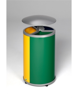 CORBEILLE TRICOLORE (3X30L) INOX POLI SANS TOIT