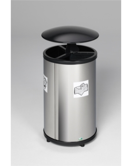 CORBEILLE TRICOLORE (3X30L) INOX POLI SANS TOIT