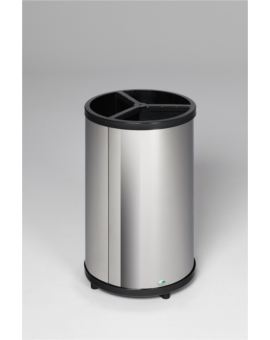 CORBEILLE TRICOLORE (3X30L) INOX POLI SANS TOIT