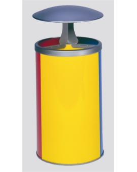 CORBEILLE TRICOLORE (3X30L) INOX POLI SANS TOIT