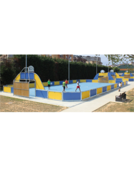 AIRE MULTISPORTS - BLEU/JAUNE 21 X10M A SCELLER
