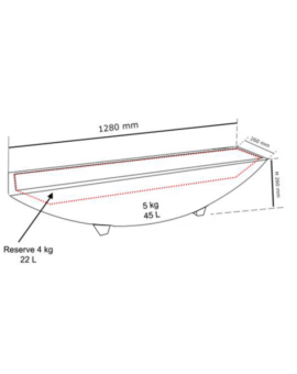 JARDINIERE ELIPSO + CONTRE BAC L. 1280MM ANTHRA.-G932