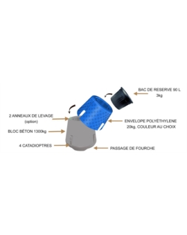 BLOC BETON KOSTO + JARDINIERE 90 LITRES ANTHRA.-G932