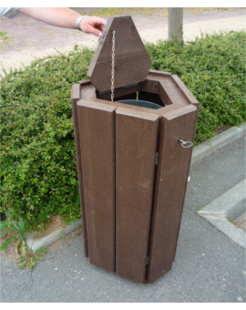 CORBEILLE RECYCLEE TRIANGLE - 100L AVEC TRAPPE GRIS