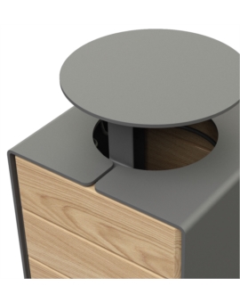 CORBEILLE CUB 120L-ACIER/BOIS SANS COUVERCLE CHENE CLAIR GRIS PROCITY