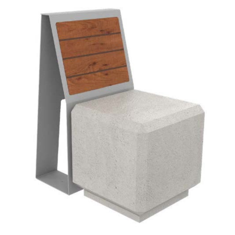 BANC ROURA -1PL- BETON BLANC SABLE- METAL 7016- HPL PIN TYROL