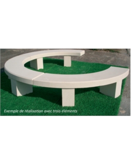 BANQUETTE COURBE 1/4 CERCLE - BETON BLANC SABLE