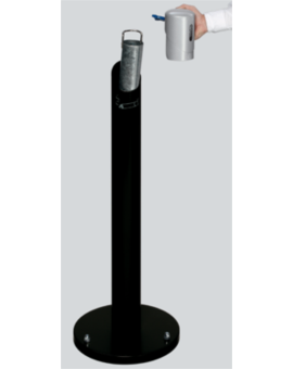 CENDRIER COLONNUS POTEAU ROND TÊTE ARGENT GRIS - RAL 7021