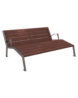 CHAISE LON. SILAOS 1200MM - ACIER/BOIS CHENE +ACCOUD RAL3004-BDX